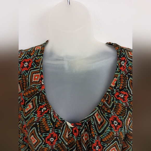 Christmas Western Tribal Aztec Bohemian Geometric Print Dress Red Green Sz Small - Picture 4 of 10